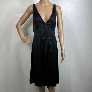 CNC Costume National Black Silk Satin Sleeveless Midi Dress Size M
